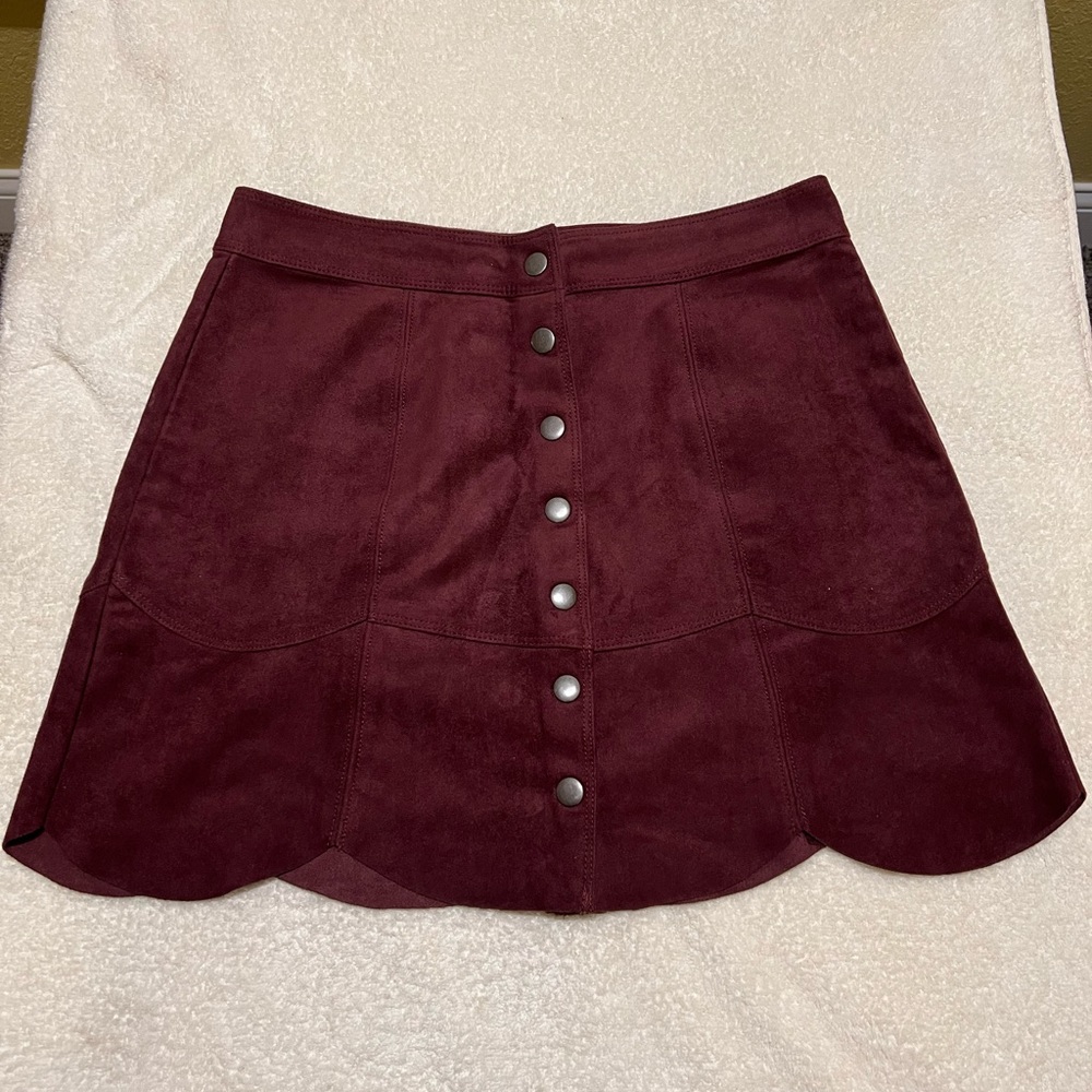 American Eagle Burgundy Velvet Skirt